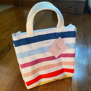Kate Spade Candy Stripe Lunch Bag/ Tote Multi Colors New with Tag Insulated Zip